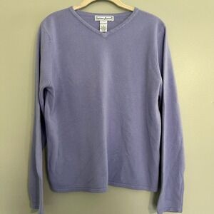 Stephanie Andrews Purple V-Neck Sweater Womens Medium Acrylic Knit Periwinkle